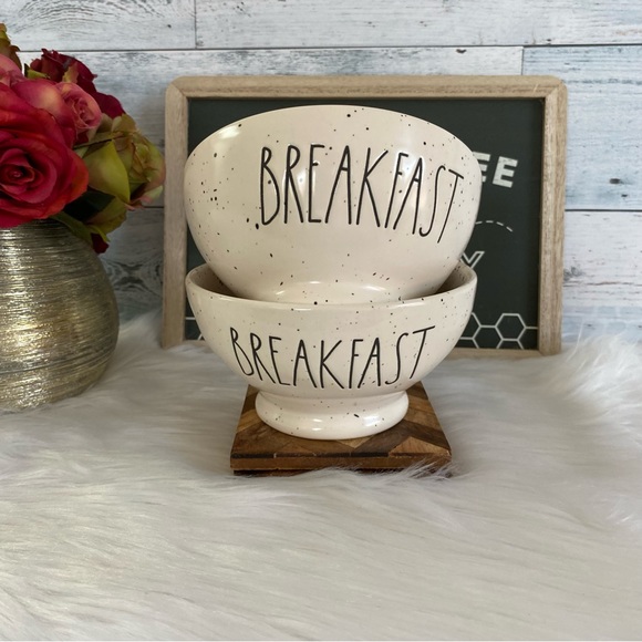 Rae Dunn BREAKFAST Speckled Bowls Set Of 2 - Picture 2 of 6